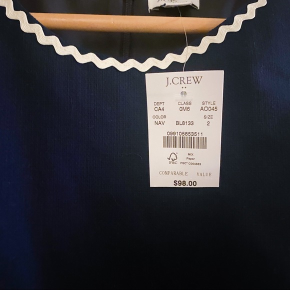 NWT JCREW Navy White Pencil Dress Dress | Size 2 - Picture 8 of 9